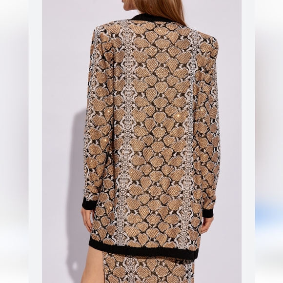 NWT$2,890 Balmain Sequined Python Print  Cardigan Top Sweater Sz FR42 (US Large) - Picture 4 of 15